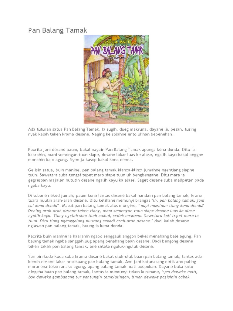 Cerita Rakyat: Pan Balang Tamak | PDF