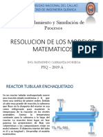 Modelamiento y Simulación de Procesos: Resolucion de Los Modelos Matematicos