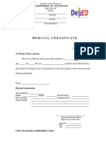 Medical Certificate: Department of Education