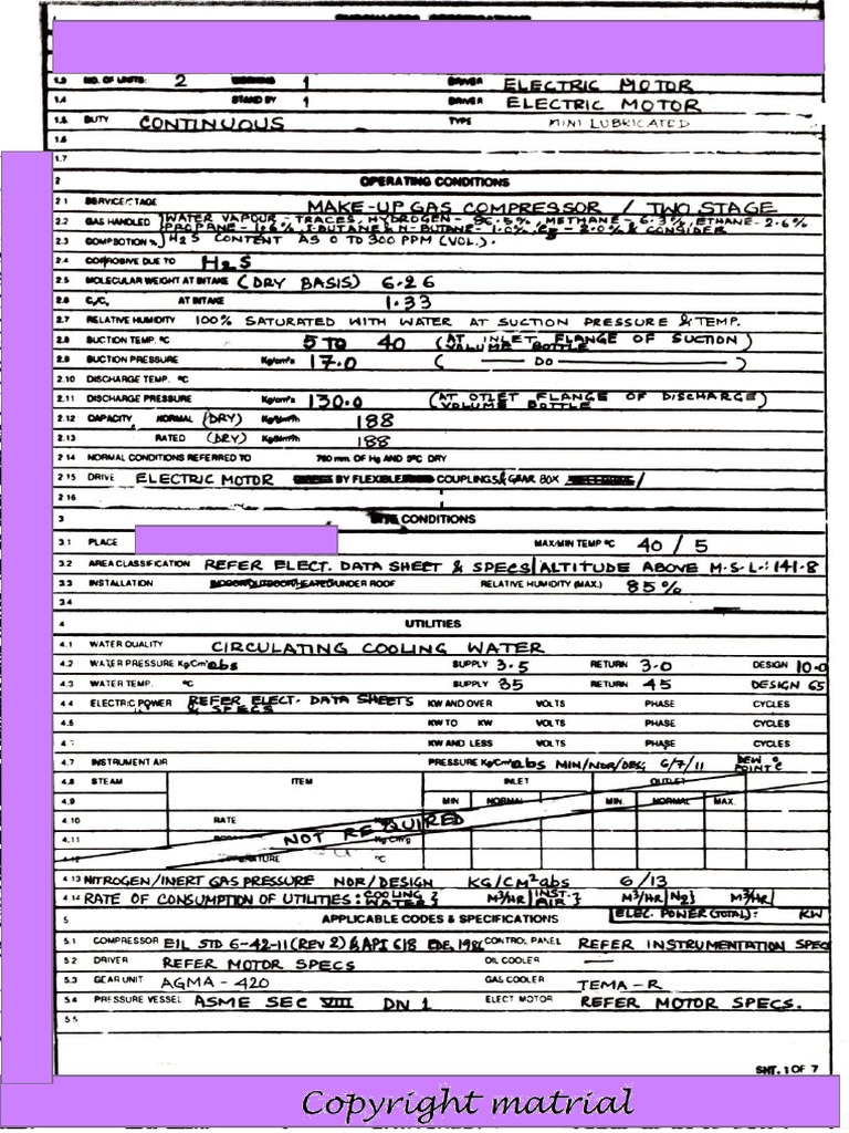 Compressor datasheet