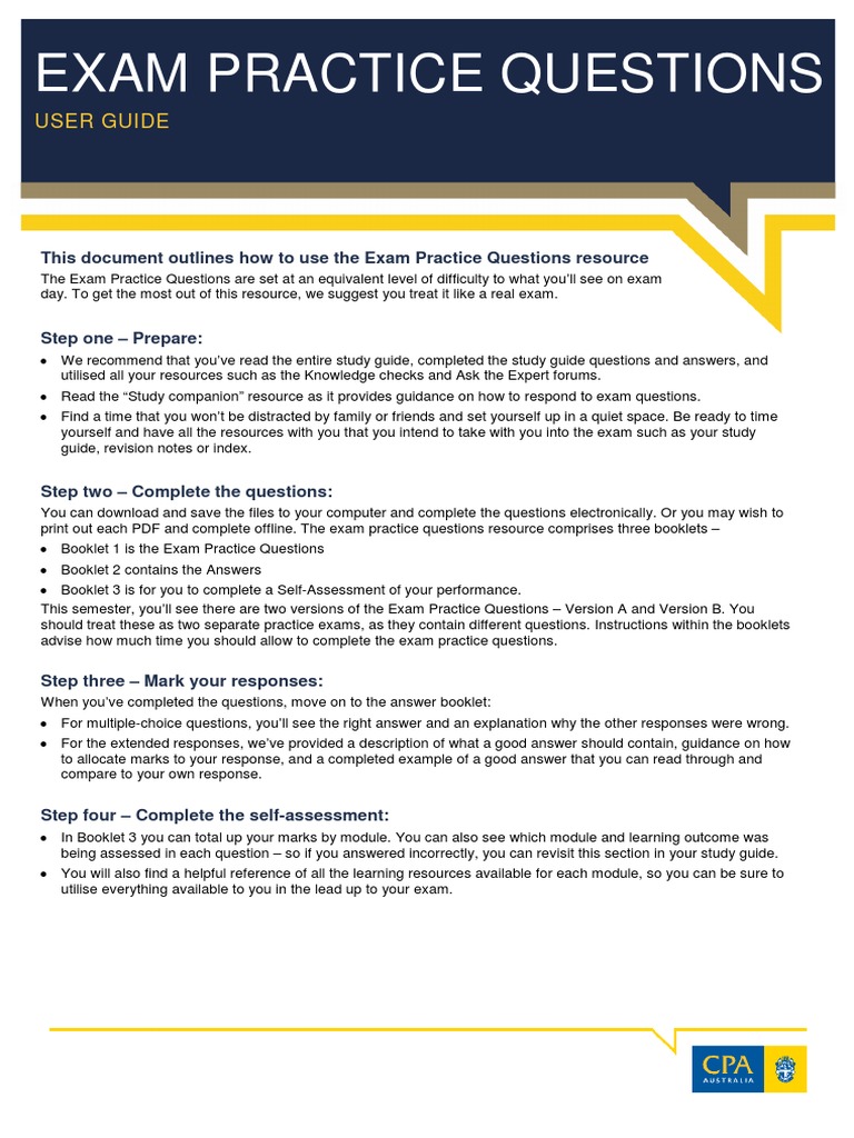 Exam Practice Questions User Guide | PDF | Test (Assessment ...