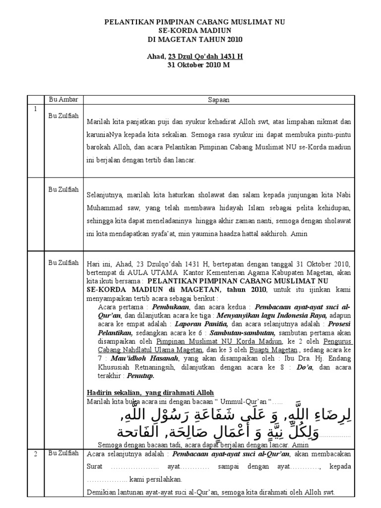 Teks Pembawa Acara Pengajian Muslimat