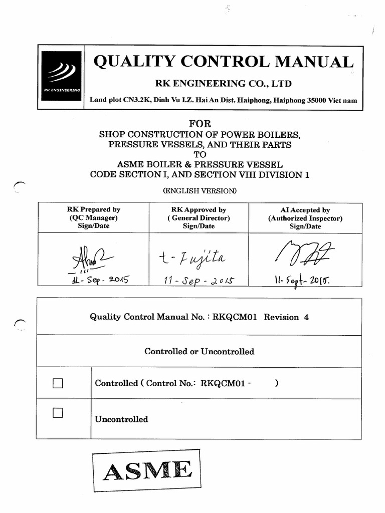 1.0 ASME Quality Control Manual Rev.4 PDF PDF