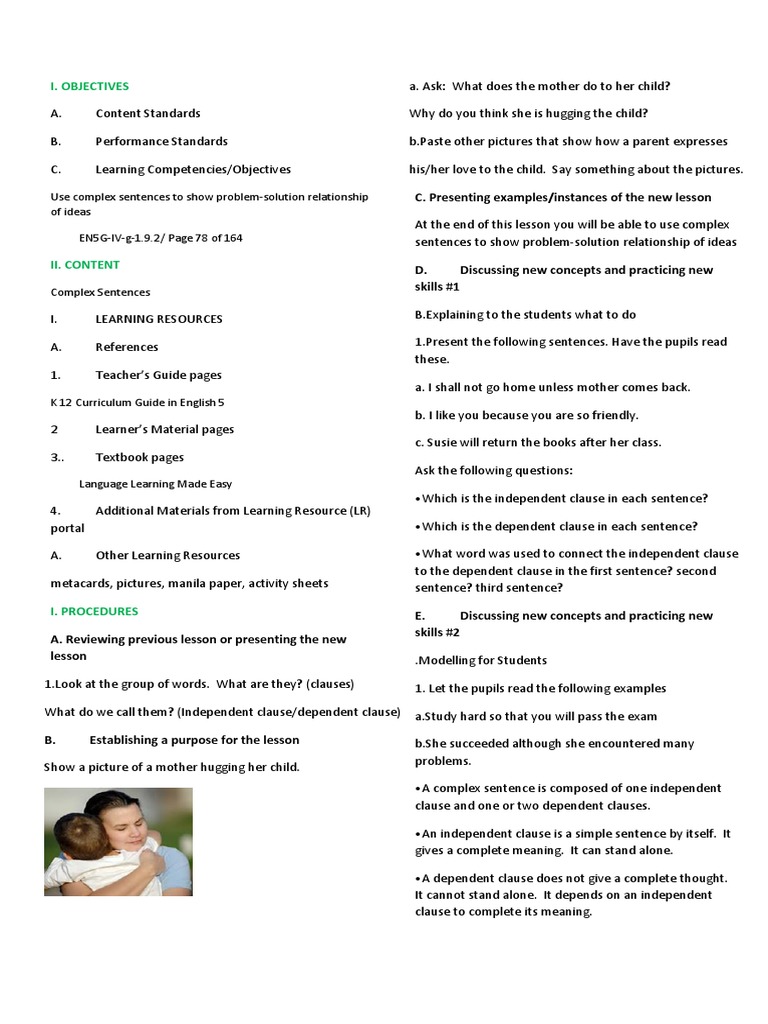 Cot DLP English 5 Complex Sentence by Sir Rei Marasigan PDF