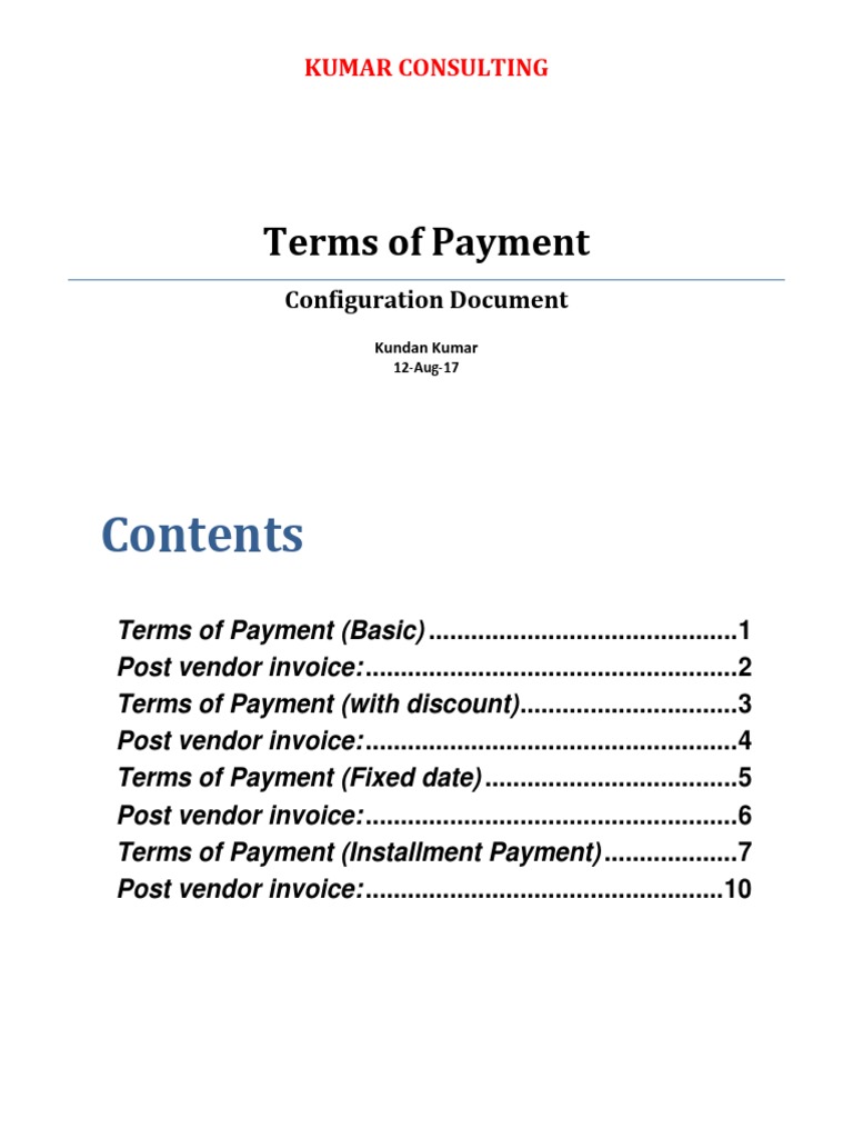 Payment Terms Configuration Guide | PDF | Invoice | Business