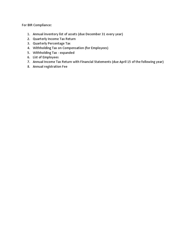 For BIR Compliance | PDF
