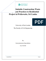 A Study of Suitable Construction Waste Management Practices To Residential Project in Wellawatte, Sri Lanka