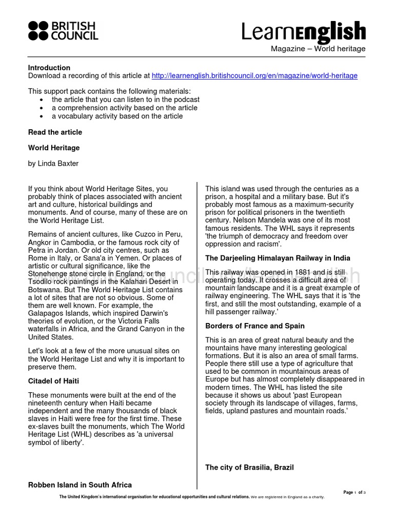 World Heritage | PDF | World Heritage Site