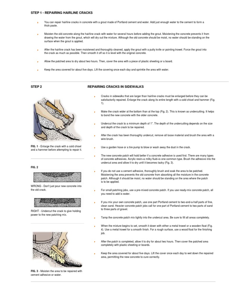 Step 1 Repairing Hairline Cracks FIG. 1 Enlarge The Crack With A