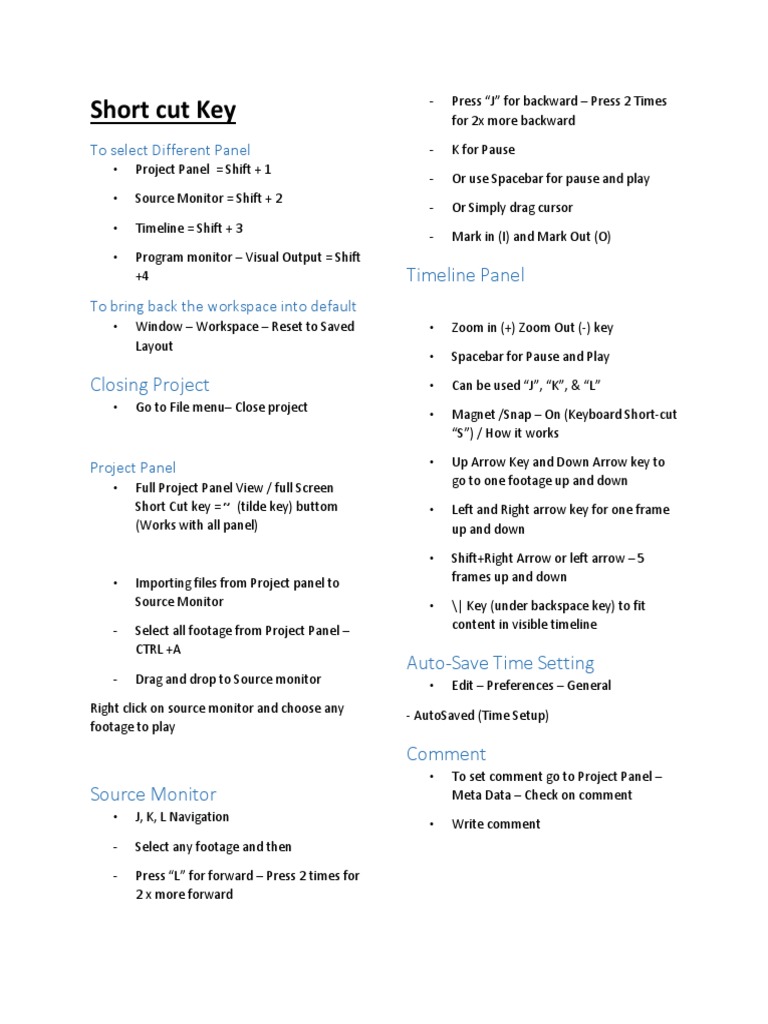 Premiere Pro Keyboard Shortcuts Guide | PDF | Keyboard Shortcut ...