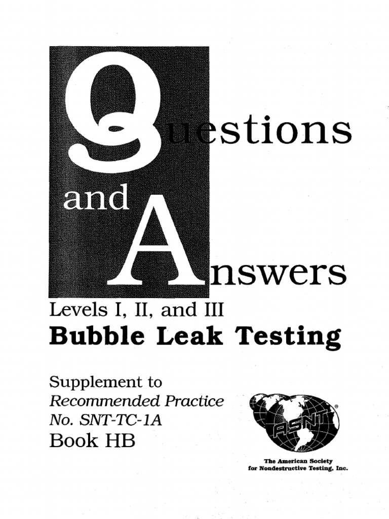 Leak Testing ASNT Questions and Answers Levels Book PDF PDF