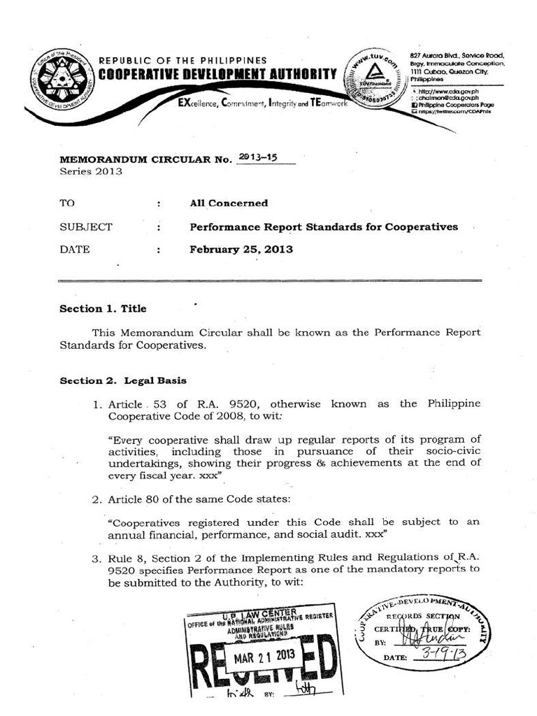 Cooperative Performance Report Questionnaire Form – CEMG
