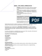 Paralanguage - Non Verbal Communication: Definitions: - Features That Accompany Speech and Contribute