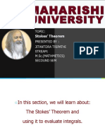 Stokes' Theorem: Topic: Presented By: Jitantdra Tripathi Stream: M.Sc. (Mathmetics) Secound Sem