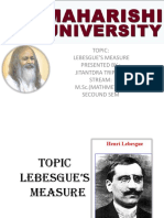 Topic: Lebesgue'S Measure Presented By: Jitantdra Tripathi Stream: M.Sc. (Mathmetics) Secound Sem
