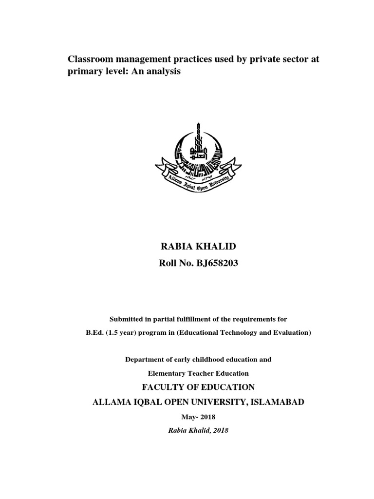 Private Sector Classroom Management Analysis | PDF | Classroom ...
