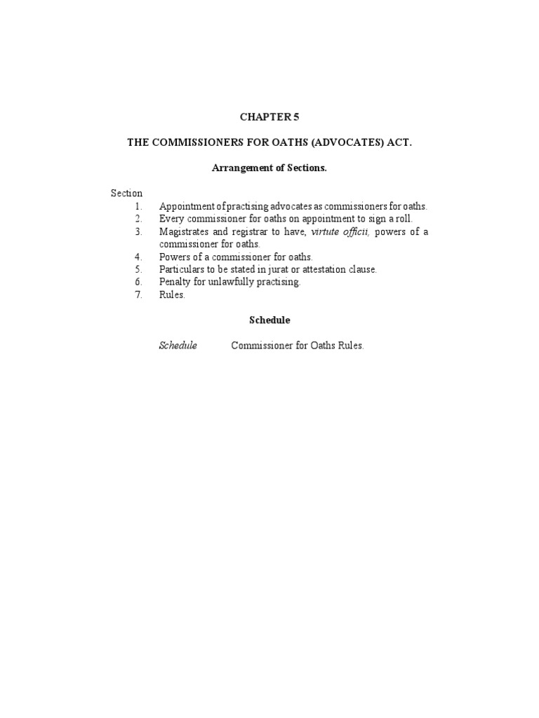 Commissioners For Oaths Adv Act PDF Notary Public Affidavit