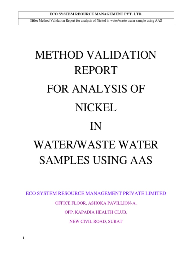 Nickel Analysis Method Validation Report | PDF | Atomic Absorption ...