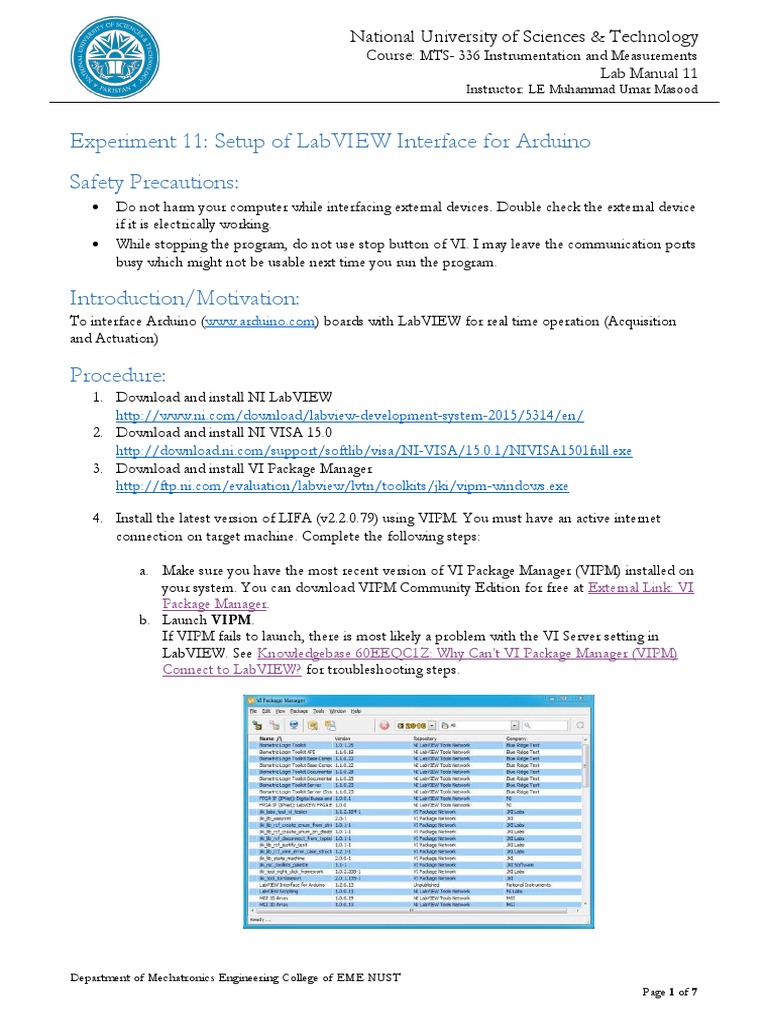 Experiment 11: Setup of Labview Interface For Arduino Safety ...