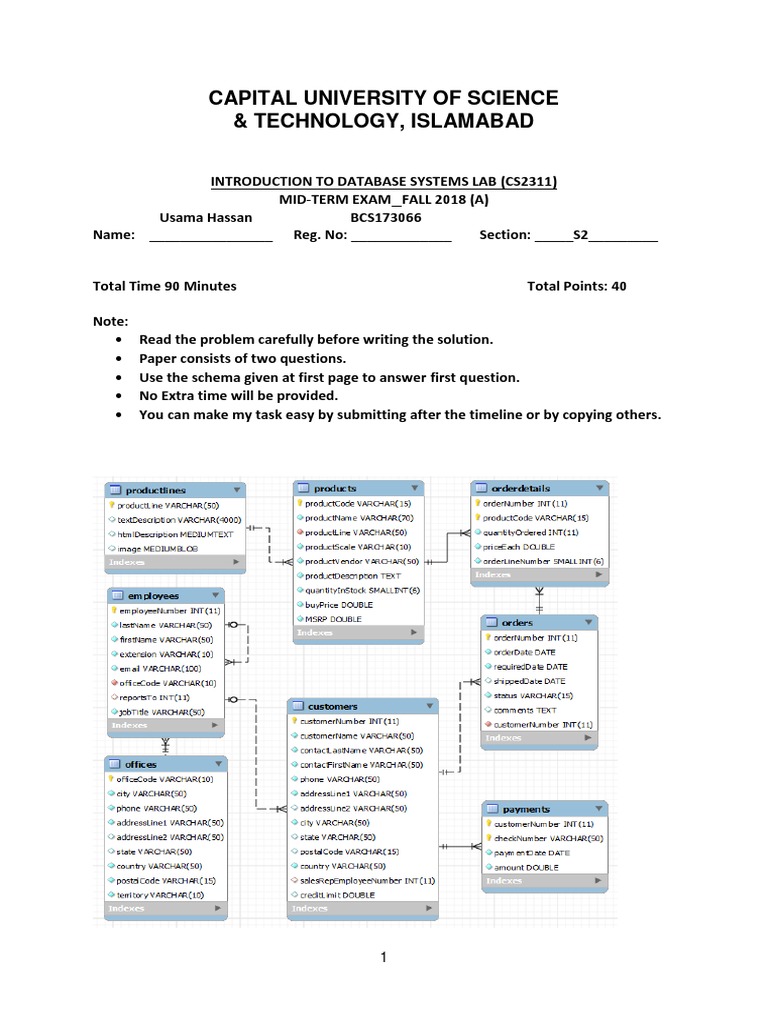 Database Systems Lab Mid-Term Exam 2018 | PDF | Information Management ...
