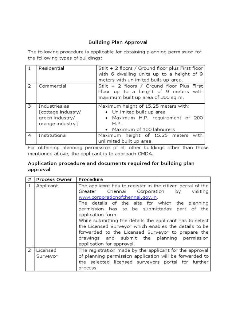 Building Plan Approval Process Overview | PDF | License | Surveying