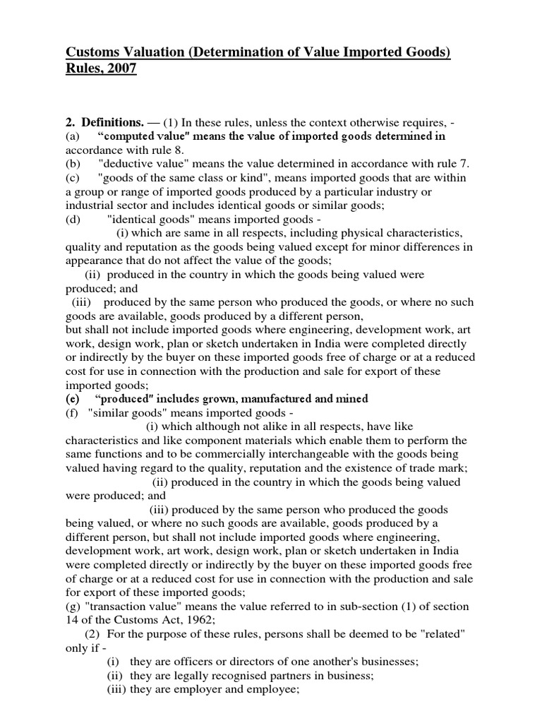Customs Valuation Rules 2007 Explained | PDF | Prices | Sales