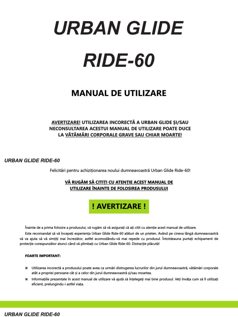 User Manual - Urban Glide | PDF