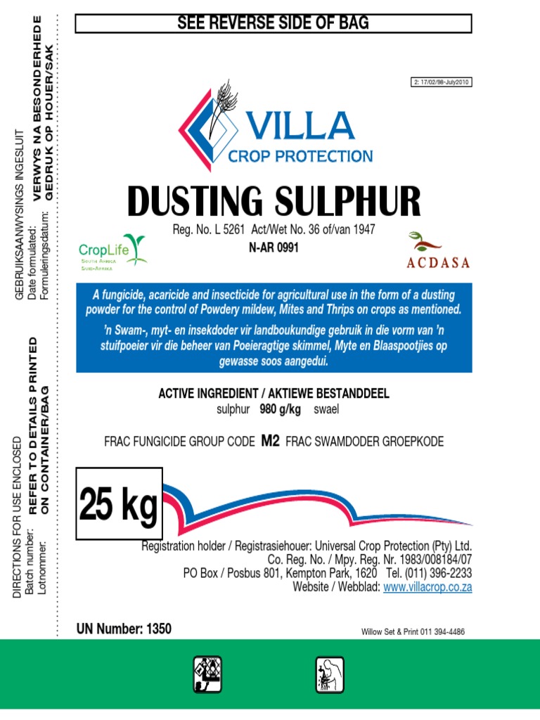 Dusting Sulphur E UCP PDF Vitis Sulfur