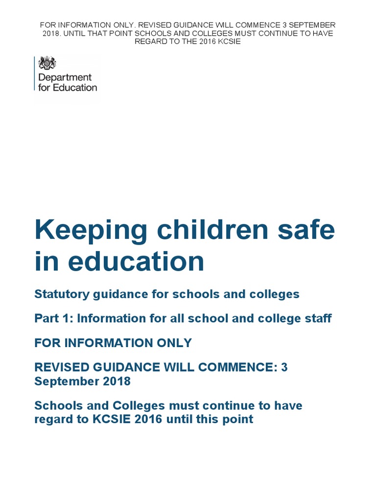 Keeping Children Safe in Education - Info For Staff - (SG) - DfE 2018 ...