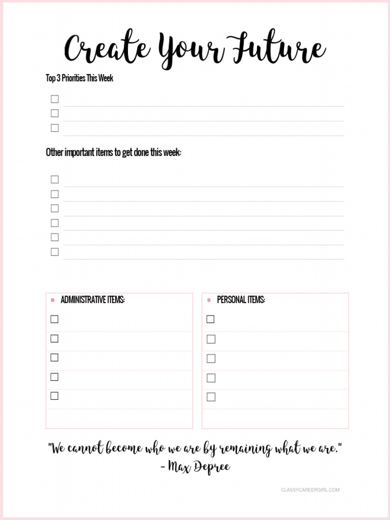 Weekly Priorities and Tasks Checklist | PDF