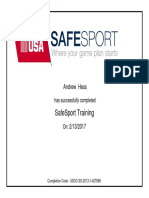 Safe Sport Certificate Andrew Hess