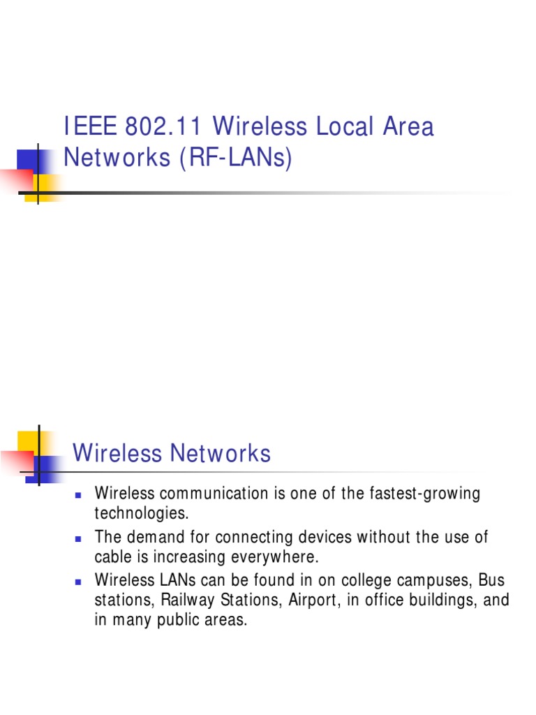 Overview of IEEE 802.11 Wireless LANs | PDF | Wireless Lan | Ieee 802.11