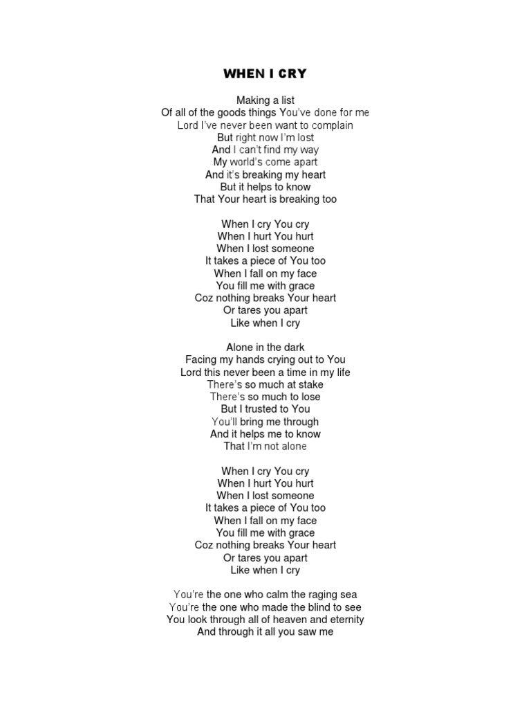 When I Cry Lyrics