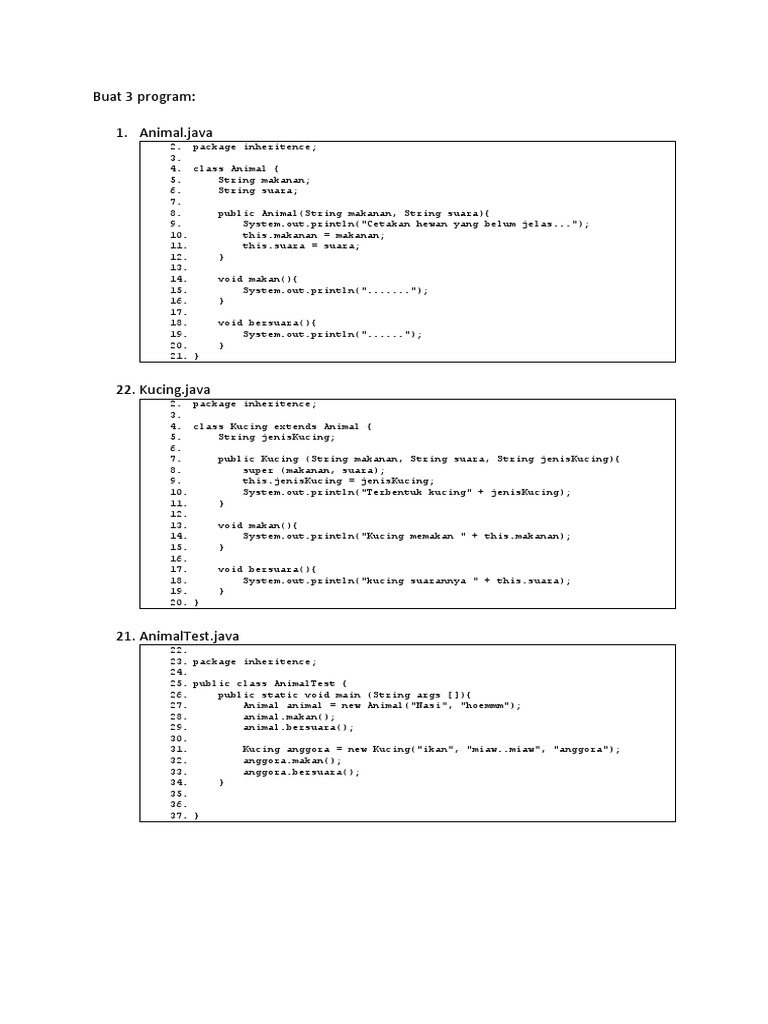 Java Inheritance Example: Animal Class | PDF
