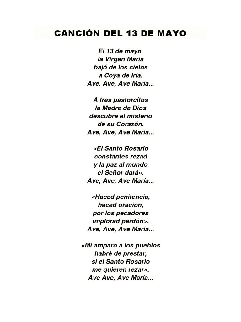 Letra de la Canción del 13 de Mayo | PDF