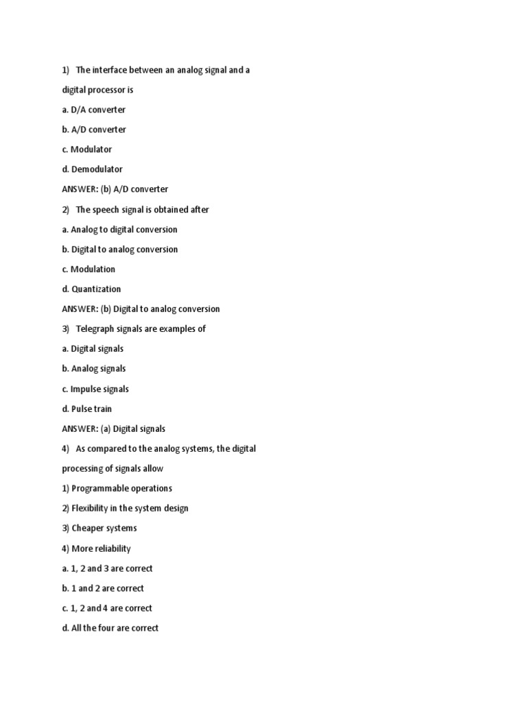 DSP MCQ's PDF PDF Analog To Digital Converter Discrete Fourier