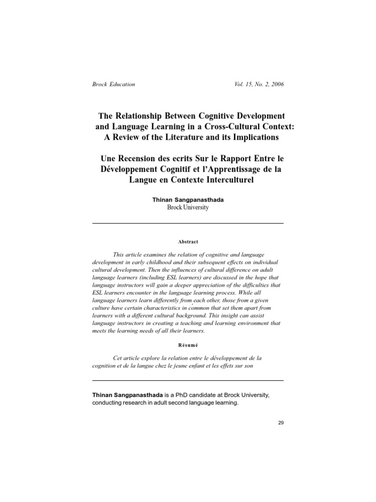 Cognitive Development and Language Learning | PDF | Second Language ...