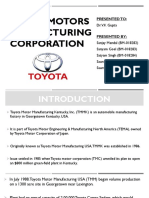 Toyota Motors Manufacturing Corporation: Presented To