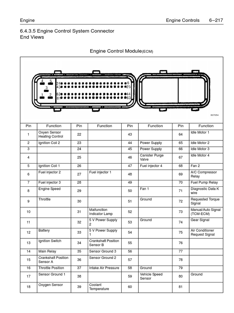 ECM PINOUT ChevroletSail Throttle Engines