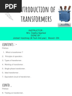 Introduction of Transformers: Instructor: Mrs. Gopika Agarwal Done By: Jivitesh Varshney (B.Tech-3rd Year) Branch-EN