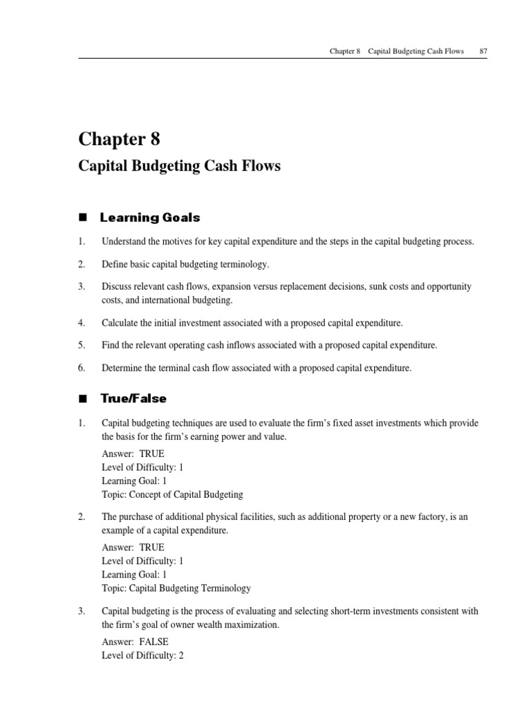 Chapter 8: Capital Budgeting Cash Flows | PDF | Book Value | Depreciation