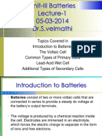 Topics Covered in Introduction To Batteries The Voltaic Cell Common Types of Primary Cells Lead-Acid Wet Cell Additional Types of Secondary Cells