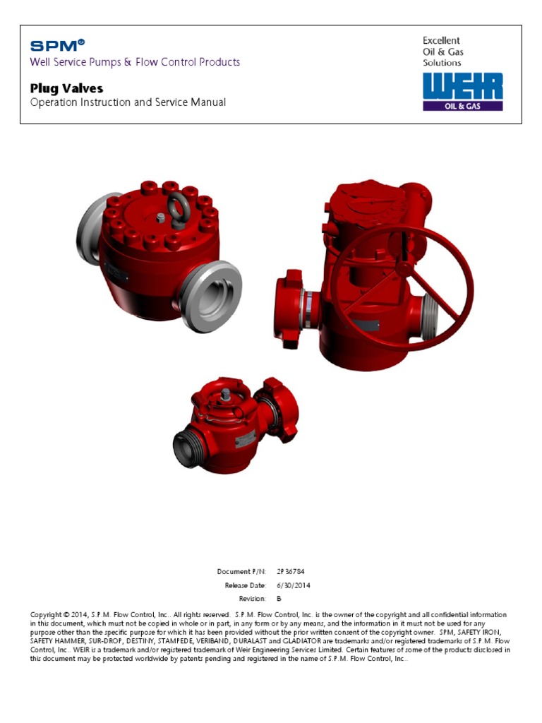 SPM Plug Valves Operation Instruction and Service Manual | PDF | Valve ...