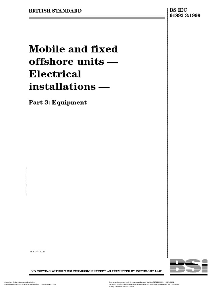 Bsi BS Iec 61892-3 PDF | PDF | International Electrotechnical ...