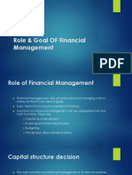 Role & Goal of Financial Management