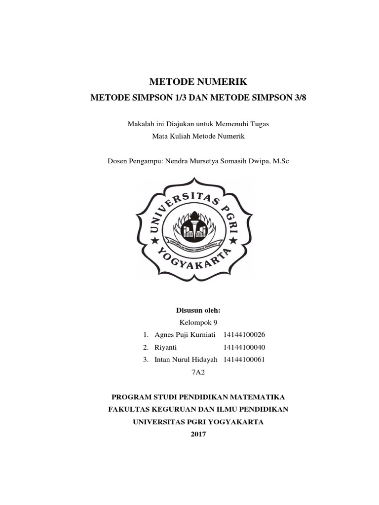 Metode Simpson 1 3 Dan 3 8 | PDF