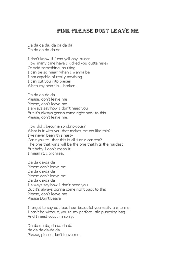 Pink Please Dont Leave Me | PDF | Leisure | Sports