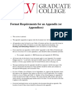 Format Requirements For An Appendix (Or Appendices)