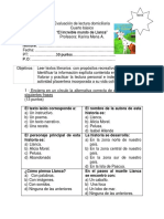 Evaluación de lectura domiciliaria de El increíble mundo de Llanca