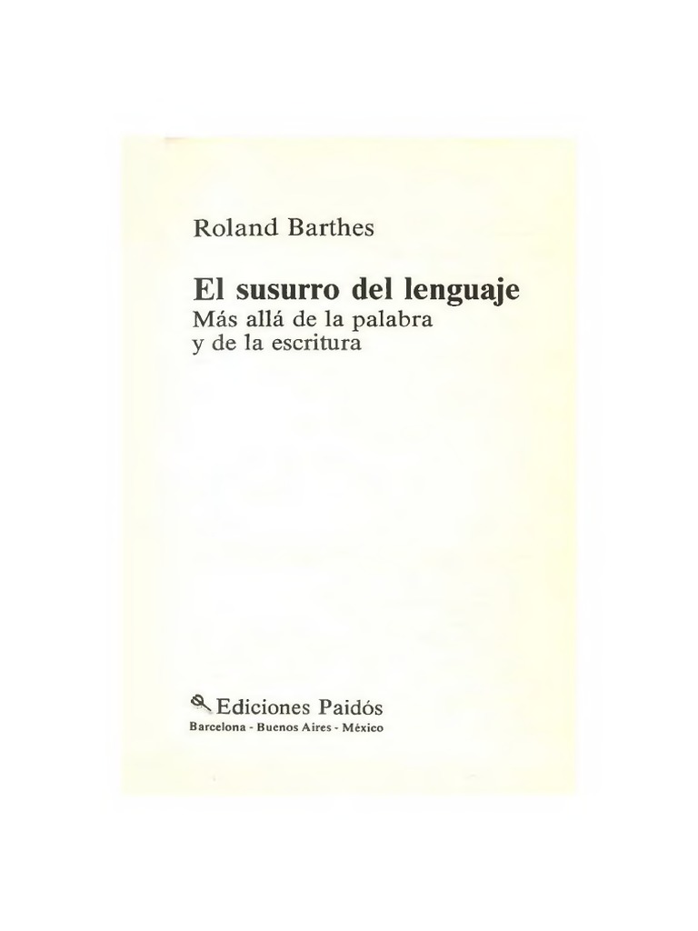 Barthes de La Obra Al Texto Trad Fernández Medrano PDF | PDF | Autor ...